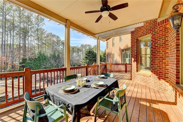 deck featuring ceiling fan