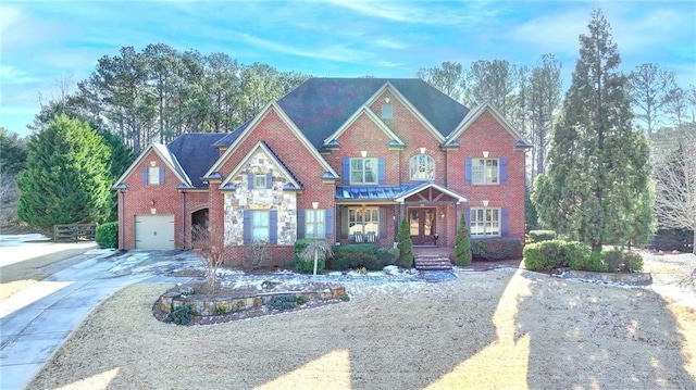 view of front of house with a garage