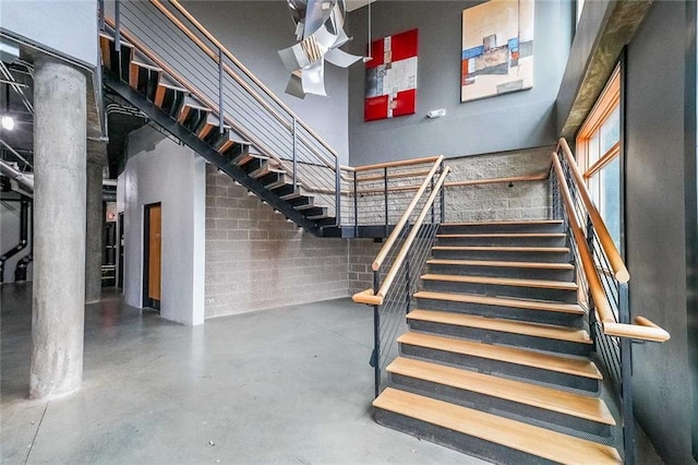 stairs with finished concrete flooring