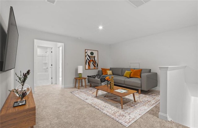 living room with carpet floors