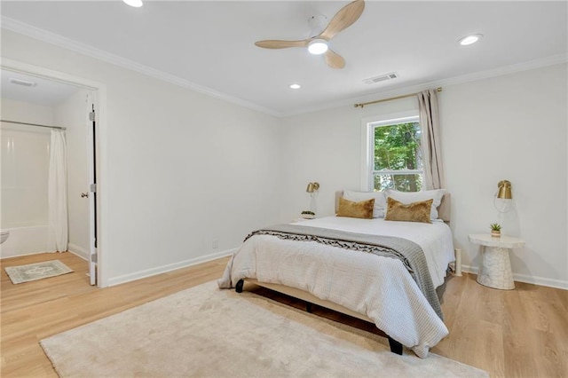 5601 Due W Rd, Powder Springs, GA 30127 - bedroom featuring wood finished floors, ornamental molding, recessed lighting, and ceiling fan