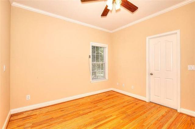 1595 Lake Lucerne Rd SW, Lilburn, GA 30047 - empty room featuring light wood-type flooring, ceiling fan, baseboards, and ornamental molding
