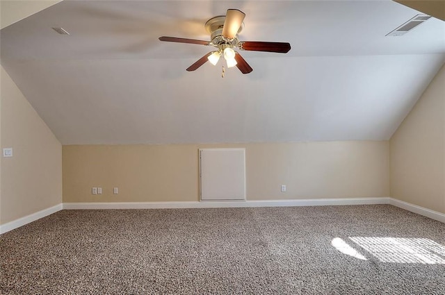 1595 Lake Lucerne Rd SW, Lilburn, GA 30047 - additional living space with carpet, lofted ceiling, baseboards, and ceiling fan