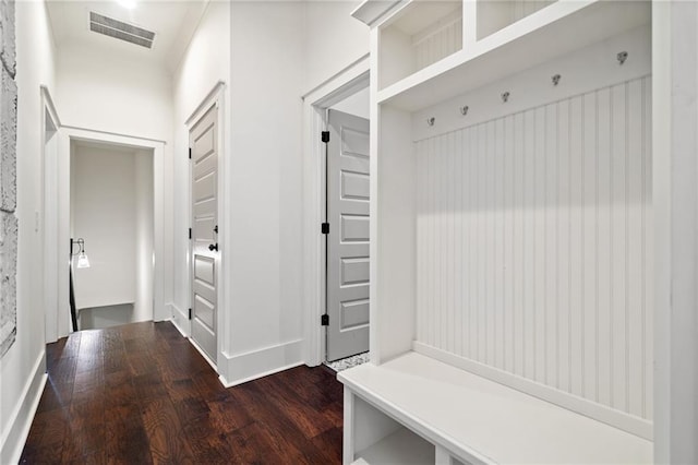 mudroom featuring dark hardwood / wood-style floors