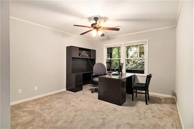 6590 Williamson Dr NE, Atlanta, GA 30328 - carpeted office space featuring a ceiling fan, ornamental molding, and baseboards