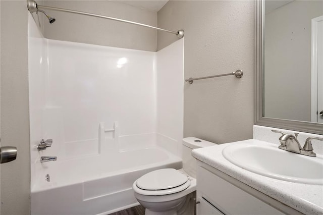 full bathroom with vanity, toilet, and shower / bath combination