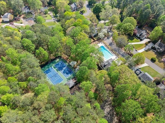 aerial view of a pool area