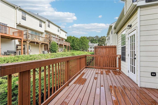 wooden deck with central AC and french doors