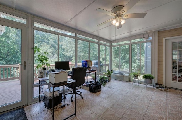 home office with ceiling fan