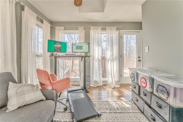 sitting room with wood finished floors