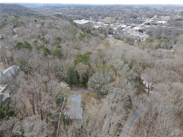 aerial view featuring a forest view