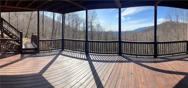 71 Hidden Valley Dr S, Ellijay, GA 30536 - wooden terrace with stairway and a mountain view