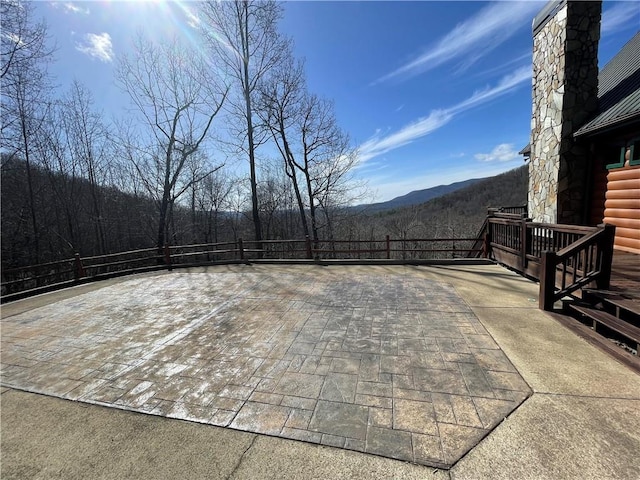 71 Hidden Valley Dr S, Ellijay, GA 30536 - view of patio with a mountain view