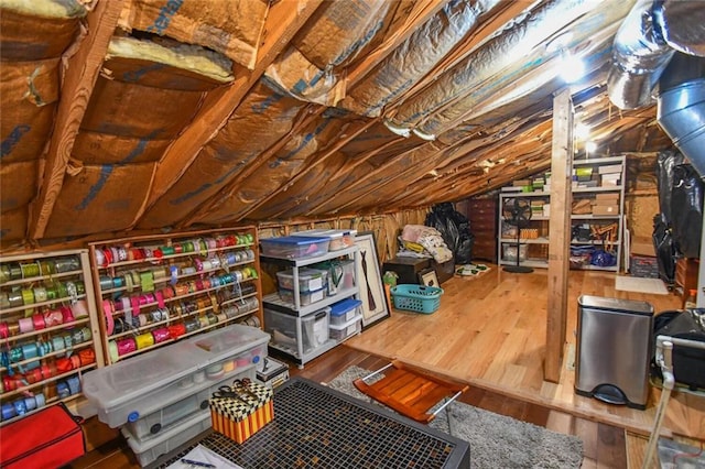 view of unfinished attic