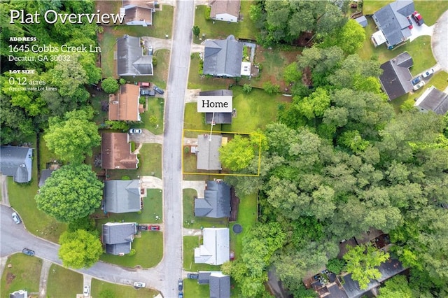 1645 Cobbs Creek Ln, Decatur, GA 30032 - aerial view of property and surrounding area with nearby suburban area