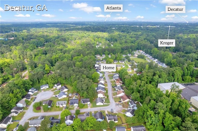 1645 Cobbs Creek Ln, Decatur, GA 30032 - aerial overview of property's location featuring a forest and nearby suburban area