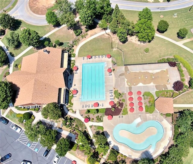 4590 River Stone Trl, Douglasville, GA 30135 - aerial view of property and surrounding area with a pool area