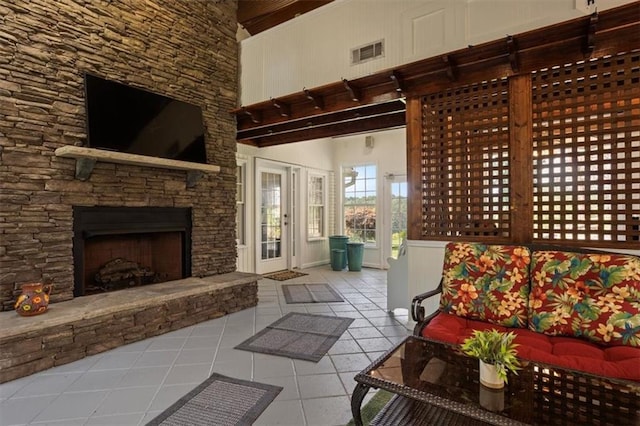 263 Mountainview Cir, Canton, GA 30115 - view of patio with a fireplace