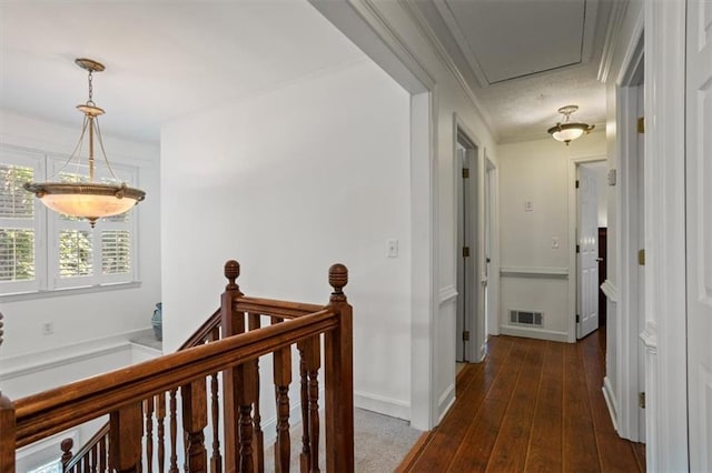 263 Mountainview Cir, Canton, GA 30115 - corridor featuring an upstairs landing, hardwood / wood-style floors, and ornamental molding
