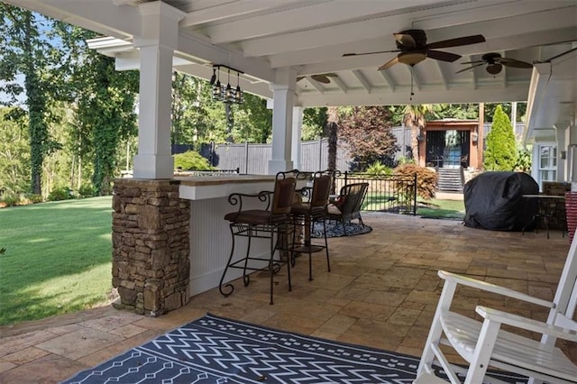 263 Mountainview Cir, Canton, GA 30115 - view of patio / terrace featuring a ceiling fan and grilling area