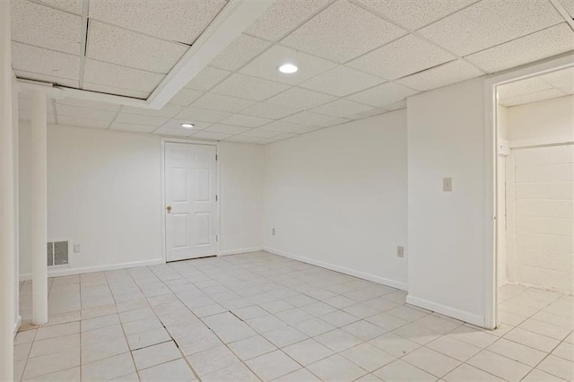 263 Mountainview Cir, Canton, GA 30115 - finished basement featuring recessed lighting, light tile patterned floors, and a paneled ceiling