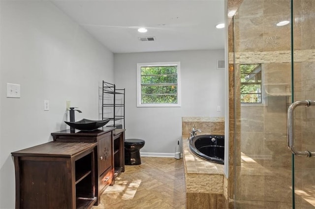 263 Mountainview Cir, Canton, GA 30115 - bathroom featuring a garden tub and a stall shower
