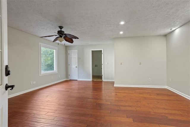 263 Mountainview Cir, Canton, GA 30115 - spare room with ceiling fan, a textured ceiling, hardwood / wood-style floors, and recessed lighting