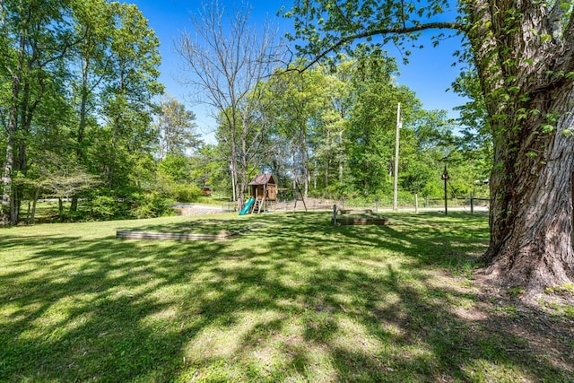 view of yard featuring a playground