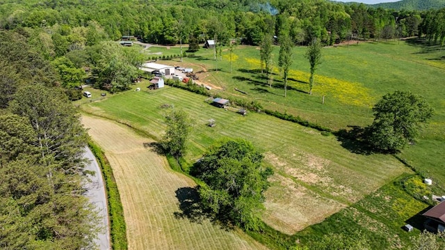 aerial view with a rural view and a forest view