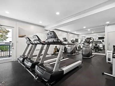 1075 Peachtree Walk Unit A205, Atlanta, GA 30309 - gym featuring recessed lighting