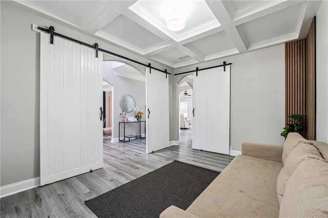 4850 Wilshire Xing, Cumming, GA 30040 - building lobby with beamed ceiling, coffered ceiling, and crown molding