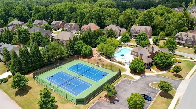 4850 Wilshire Xing, Cumming, GA 30040 - aerial view of residential area featuring a pool area and a forest