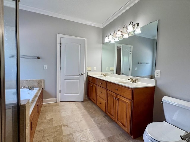 167 Techview Dr SW, Calhoun, GA 30701 - full bathroom featuring toilet, ornamental molding, a bath, double vanity, and stone finish flooring