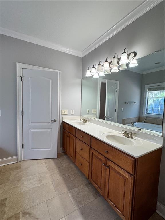 167 Techview Dr SW, Calhoun, GA 30701 - full bathroom with ornamental molding, double vanity, and a bathtub
