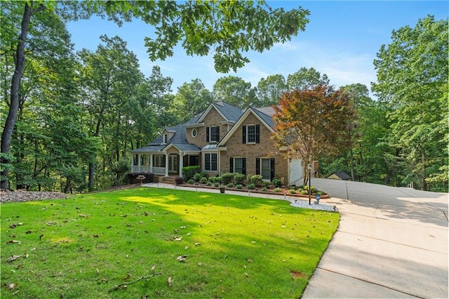 168 Eagle Pointe Dr, Dahlonega, GA 30533 - view of front of home featuring concrete driveway, a front yard, and stone siding