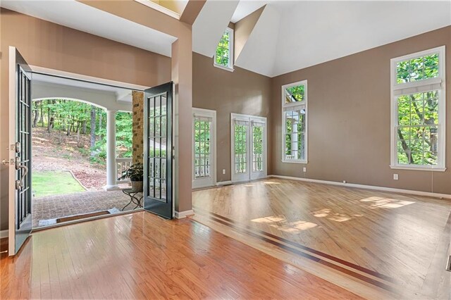 168 Eagle Pointe Dr, Dahlonega, GA 30533 - entrance foyer with hardwood / wood-style floors, baseboards, and a high ceiling
