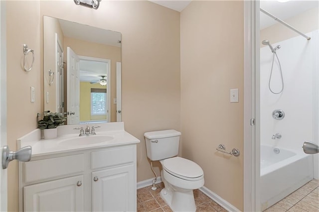 168 Eagle Pointe Dr, Dahlonega, GA 30533 - full bathroom featuring toilet,  shower combination, vanity, baseboards, and tile patterned floors