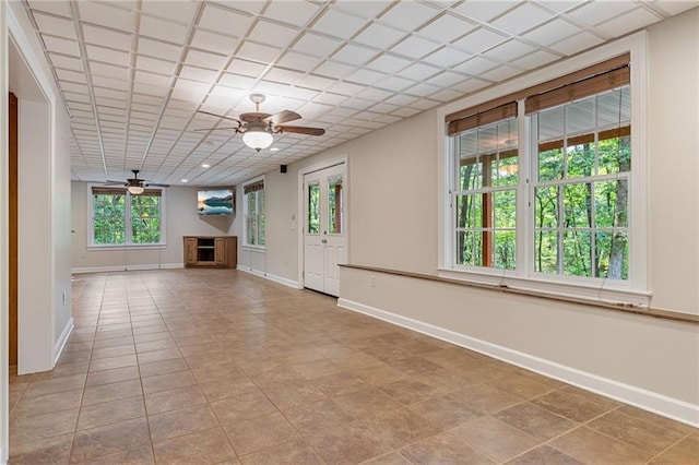 168 Eagle Pointe Dr, Dahlonega, GA 30533 - unfurnished living room with a ceiling fan, a fireplace, baseboards, and tile patterned floors