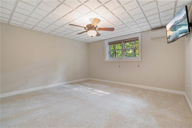 168 Eagle Pointe Dr, Dahlonega, GA 30533 - spare room with a wall mounted air conditioner, carpet flooring, a ceiling fan, and baseboards