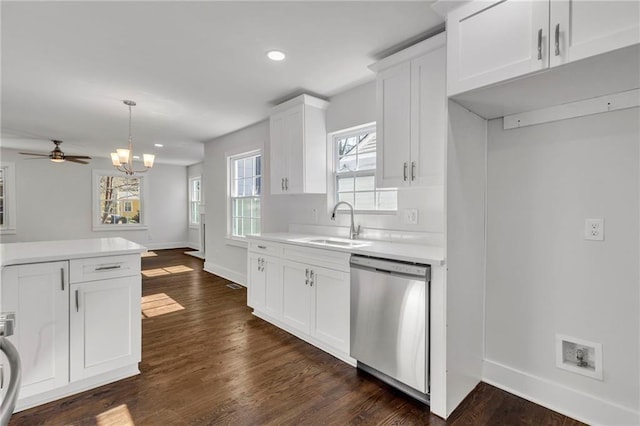 1271 Lorenzo Dr SW, Atlanta, GA 30310 - kitchen featuring stainless steel dishwasher, light countertops, recessed lighting, baseboards, and a sink