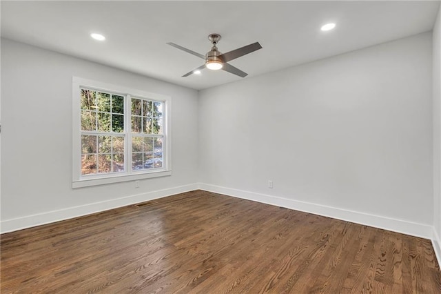 1271 Lorenzo Dr SW, Atlanta, GA 30310 - unfurnished room with baseboards, a ceiling fan, recessed lighting, and dark wood-style floors