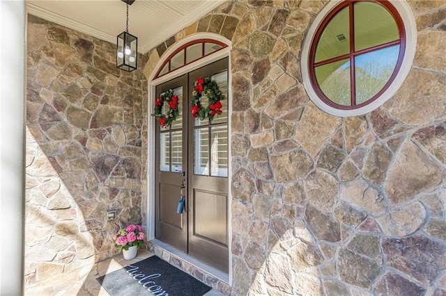 doorway to property featuring french doors