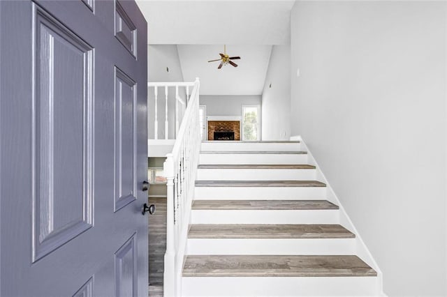 630 River Mill Rd, Bethlehem, GA 30620 - staircase featuring a ceiling fan
