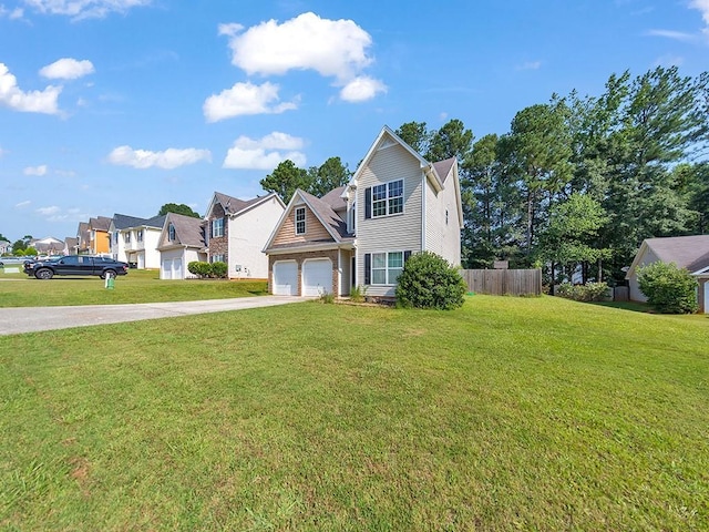 388 Oakhaven Way, Villa Rica, GA 30180 - view of front of house featuring fence, a garage, concrete driveway, a front yard, and a residential view