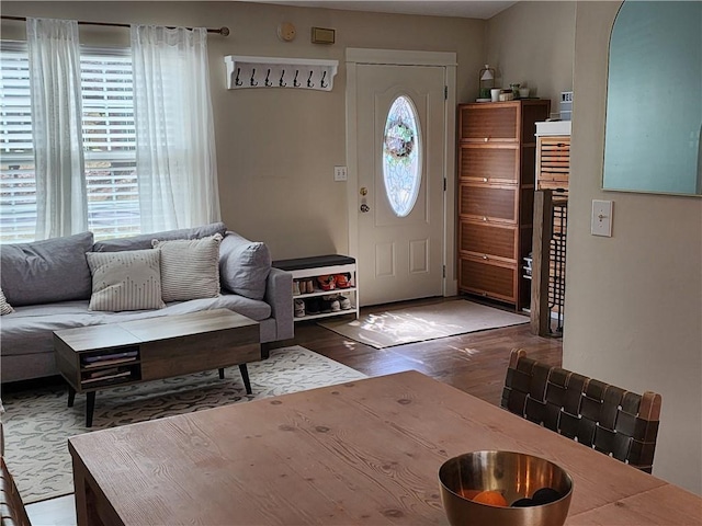 foyer with wood finished floors