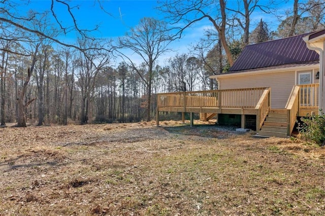 view of yard with a deck