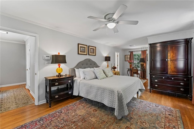 3287 Alton Rd, Atlanta, GA 30341 - bedroom with wood finished floors, ornamental molding, a ceiling fan, and baseboards