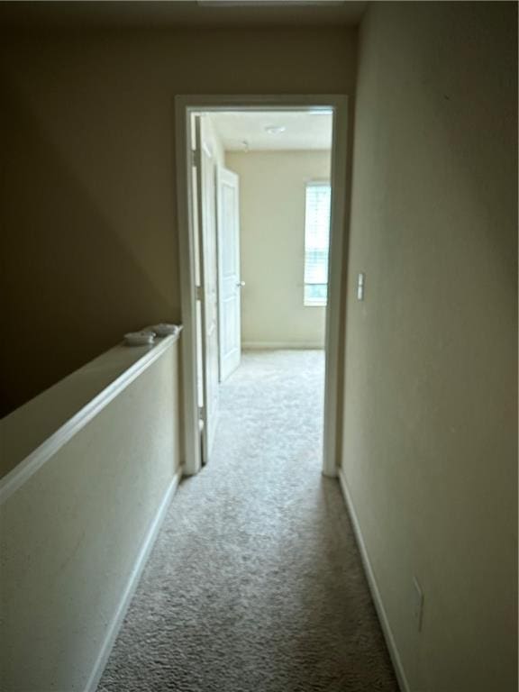 hallway featuring baseboards and carpet