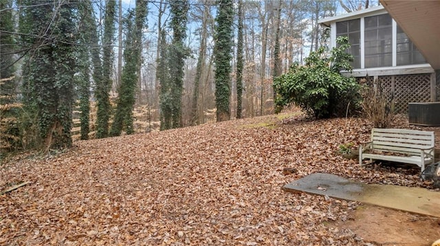 view of yard with a sunroom