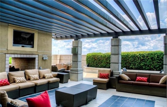 855 Peachtree St NE Unit 1108, Atlanta, GA 30308 - view of patio with an outdoor hangout area and a pergola